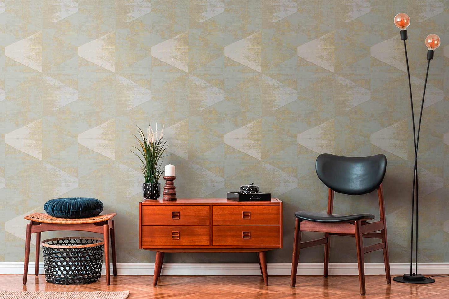 A.S. Creation Tapete Vlies Blau Gold Dreieck Vintage 383531 AS Geo Effect