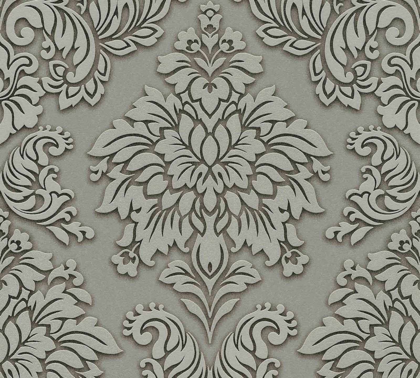  Vliestapete Barock Grüngrau Glitzer 36898-1