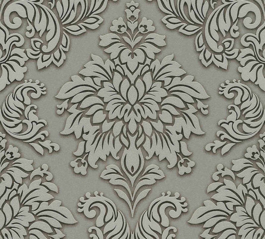  Vliestapete Barock Grüngrau Glitzer 36898-1