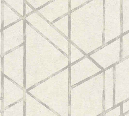  Vliestapete Beton Grafik Cremeweiß Grau Glanz 36928-5