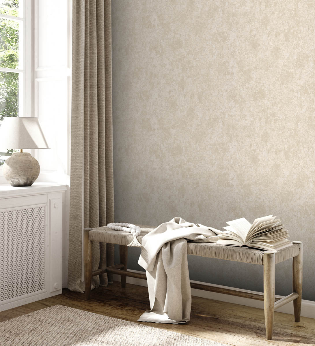 A.S. Creation Vliestapete Putzoptik Shabby Creme Silber Metallic 38969-5
