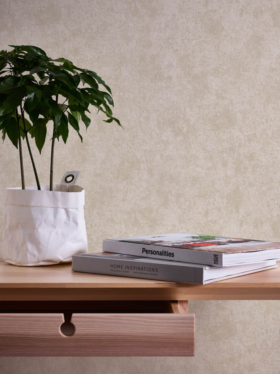 A.S. Creation Vliestapete Putzoptik Shabby Creme Silber Metallic 38969-5