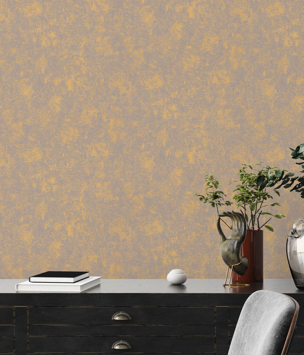 A.S. Creation Vliestapete Putzoptik Shabby Grau Gold Metallic 38969-1