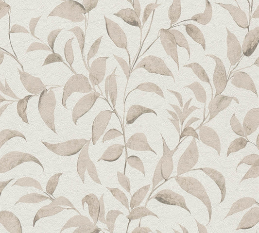 A.S. Creation Vliestapete Blätter Illustration Weiß Beige 38962-2