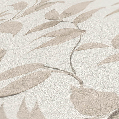 A.S. Creation Vliestapete Blätter Illustration Weiß Beige 38962-2