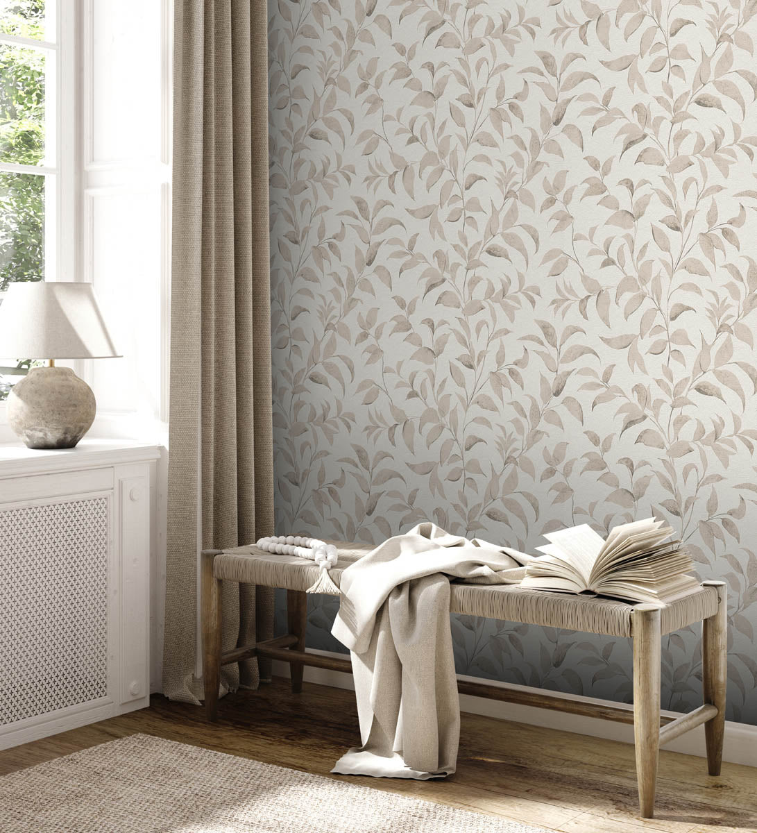 A.S. Creation Vliestapete Blätter Illustration Weiß Beige 38962-2