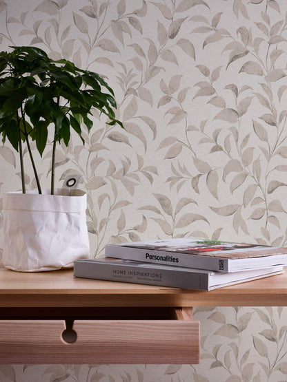 A.S. Creation Vliestapete Blätter Illustration Weiß Beige 38962-2