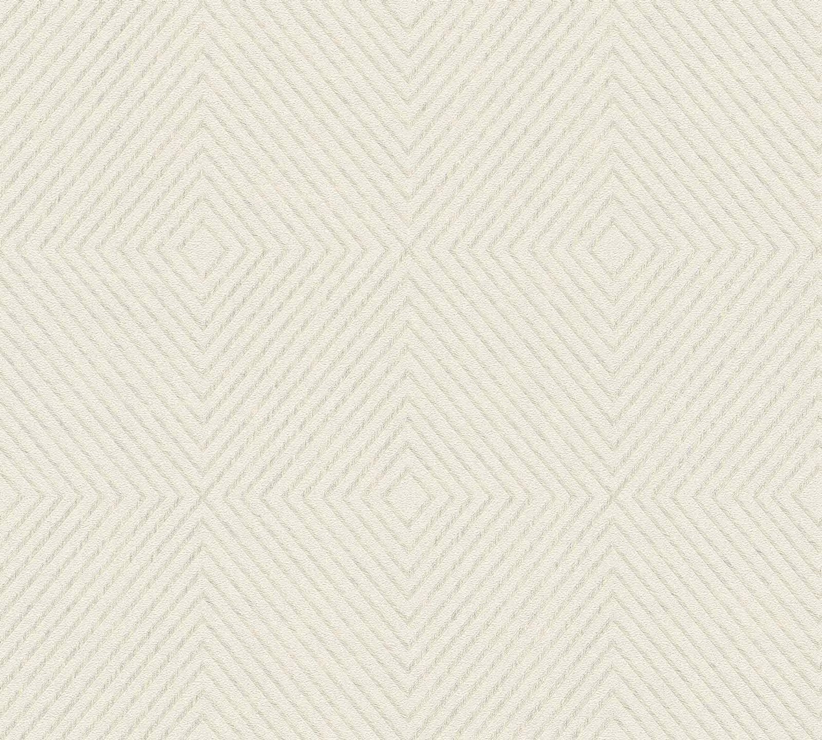 Vliestapete Grafik Raute Weißgrau Creme 36926-3