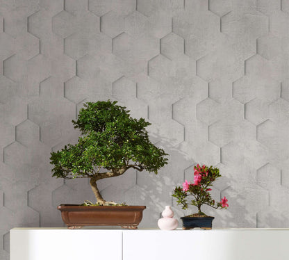  Vliestapete Grau Beige Waben 3D Optik Marburg 34159