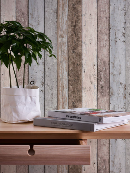  Vliestapete Holzoptik Planken Beige Grau 8550-39