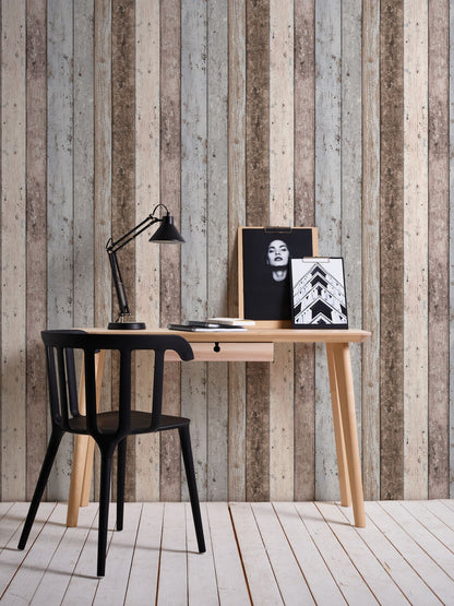  Vliestapete Holzoptik Planken Beige Grau 8550-39