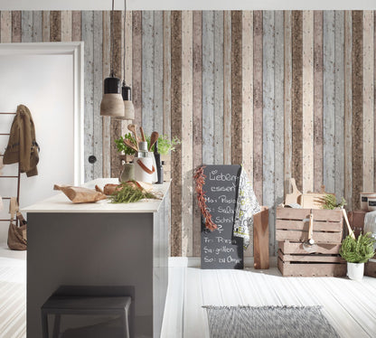  Vliestapete Holzoptik Planken Beige Grau 8550-39
