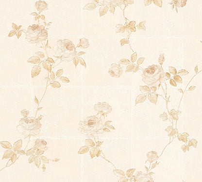 A.S. Creation Tapete Vlies Blumen Fliesen Weiß Creme Glanz 34501-2