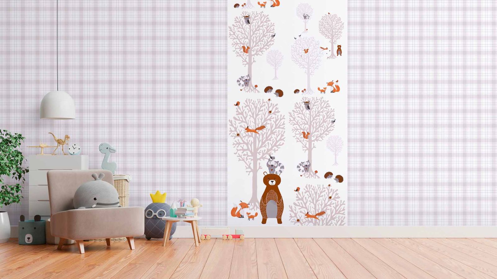 A.S. Creation Vliestapete Kinder Kariert Beige Grau Weiß 38122-1
