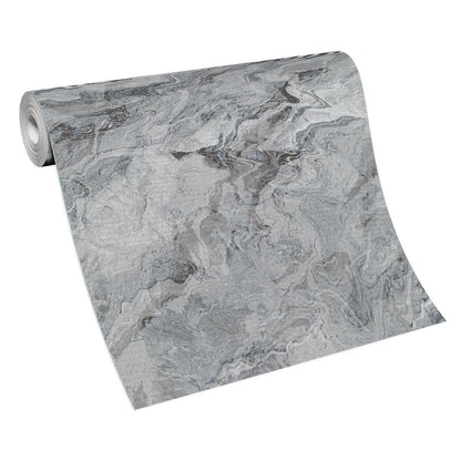  Vliestapete Marmor Optik Grau Silber Metallic 10318-47