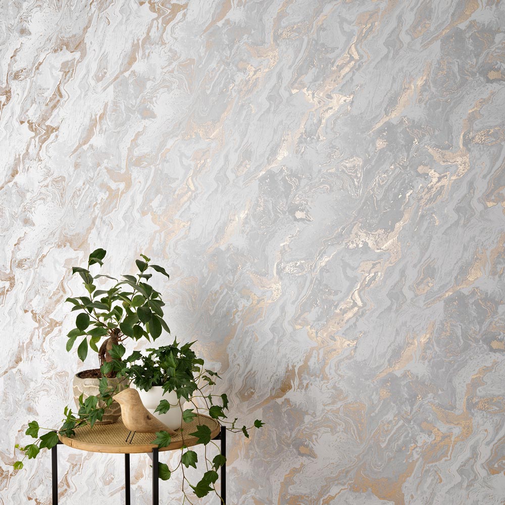  Vliestapete Marmor Optik Grau Weiß Gold Metallic 10318-10