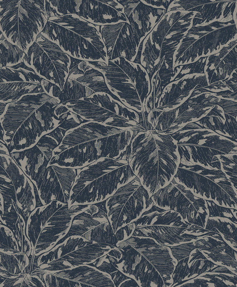  Vliestapete Metallic Blätter Schwarz JF3902 Grandeco