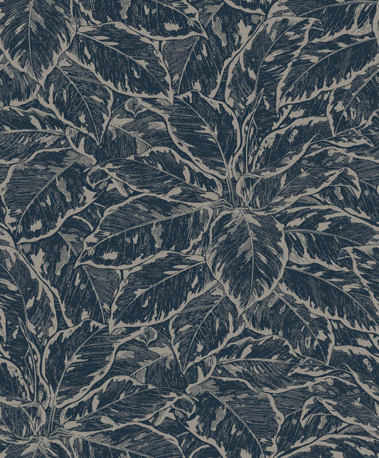  Vliestapete Metallic Blätter Schwarz JF3902 Grandeco