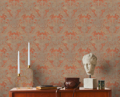 A.S. Creation Vliestapete Orange Grau Metallic Oriental Damast 39119-2