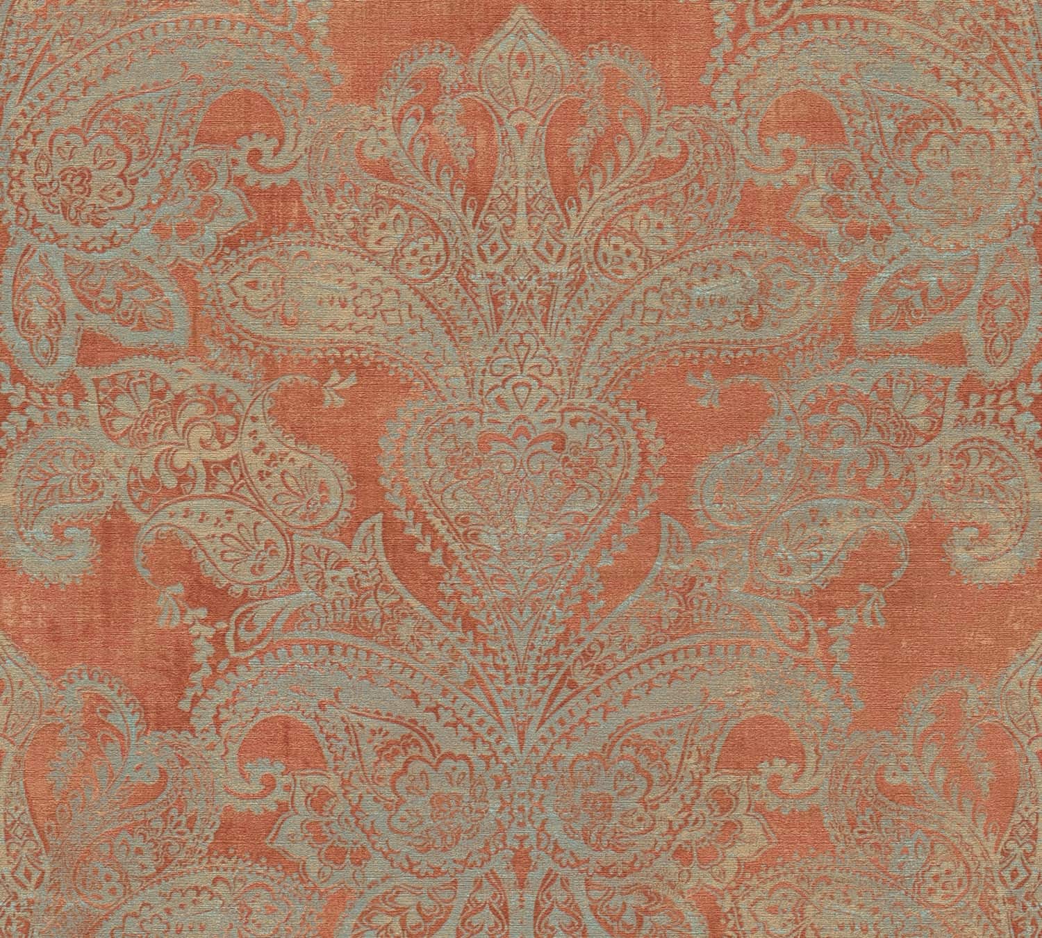 A.S. Creation Vliestapete Orange Grau Metallic Oriental Damast 39119-2