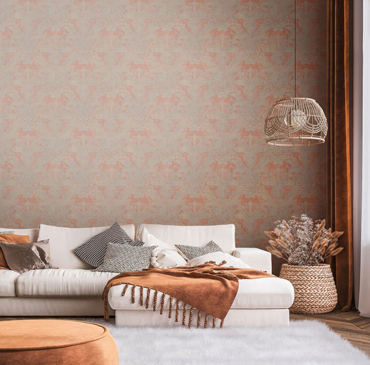 A.S. Creation Vliestapete Orange Grau Metallic Oriental Damast 39119-2