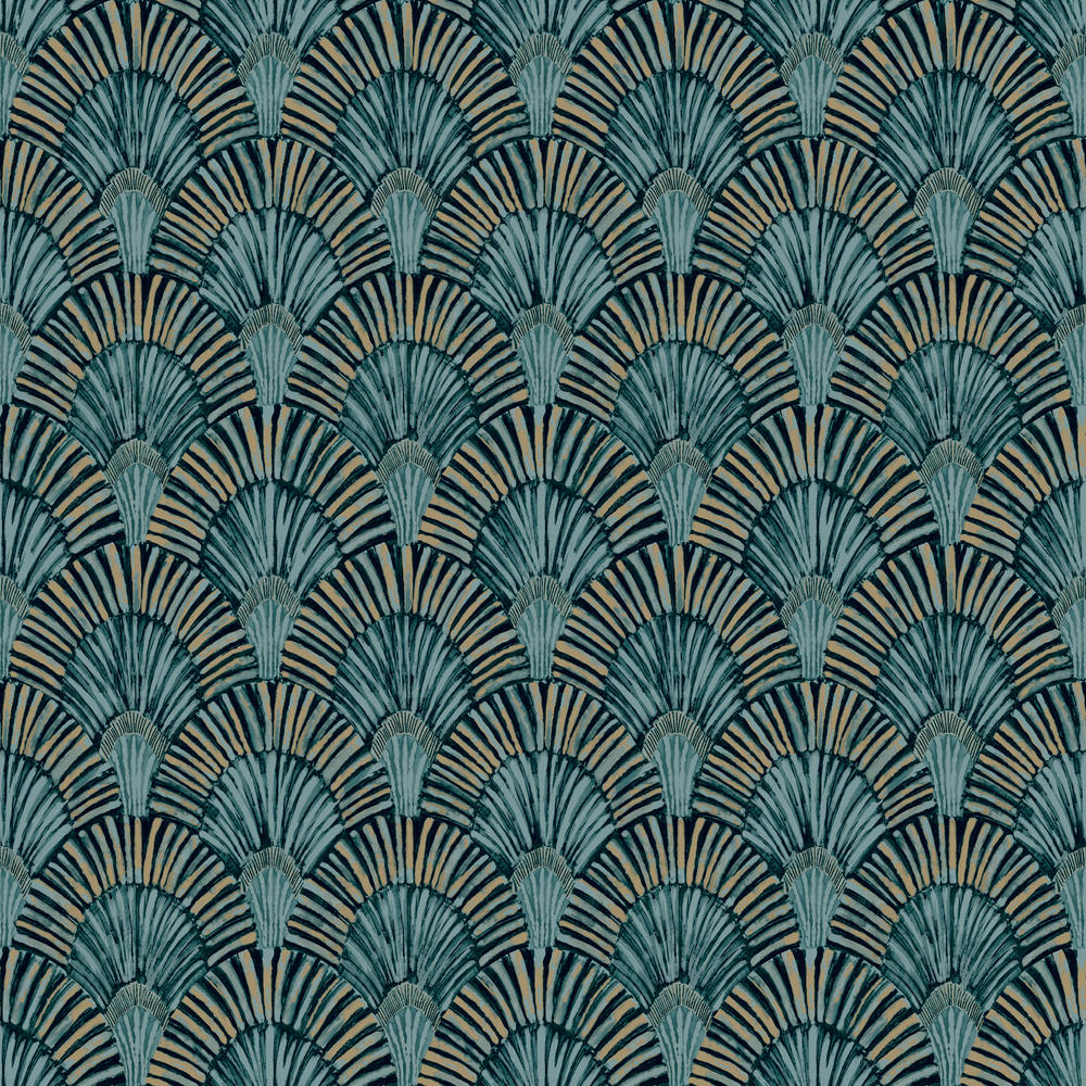  Vliestapete Pfauenfedern Grün Blau Gold JF3001 Grandeco