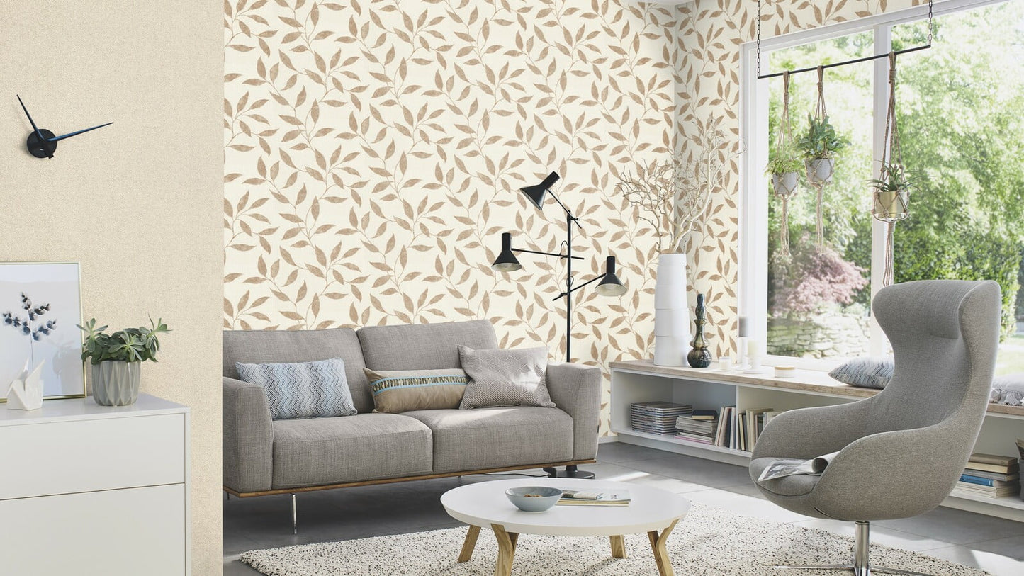  Vliestapete Rasch Bronze Beige Blätter 651201