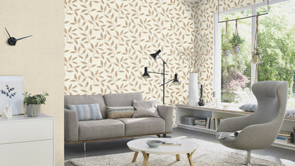  Vliestapete Rasch Bronze Beige Blätter 651201