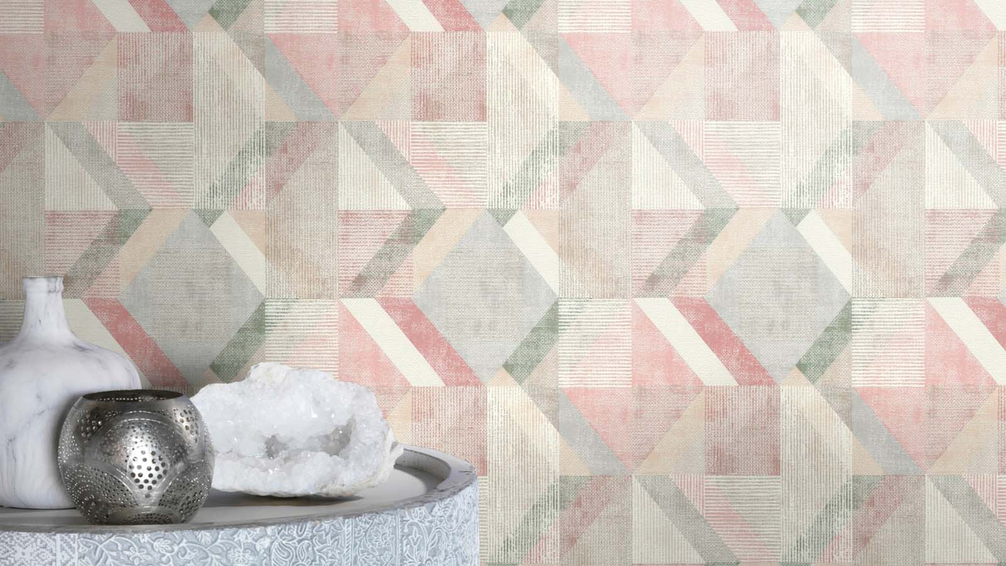  Rasch Vliestapete Rosa Beige Dreiecke Grafik 311914