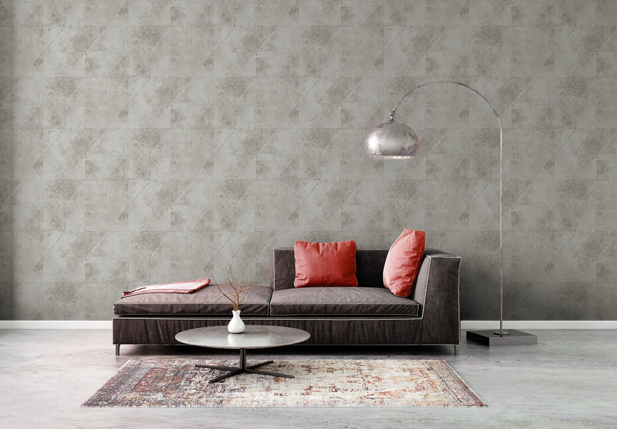 A.S. Creation Vliestapete Grafik Betonoptik Weiß Silber Metallic 38976-3