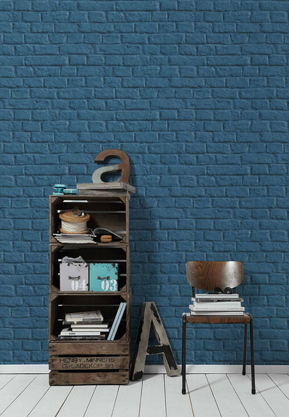  Vliestapete Steinmauer Blau 36912-3