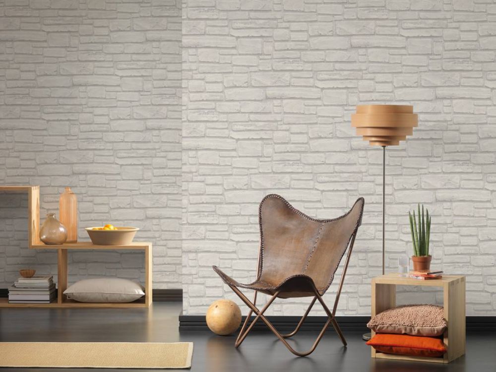A.S. Creation Vlies Tapete Steinoptik Naturstein Grau Weiss 6623-16