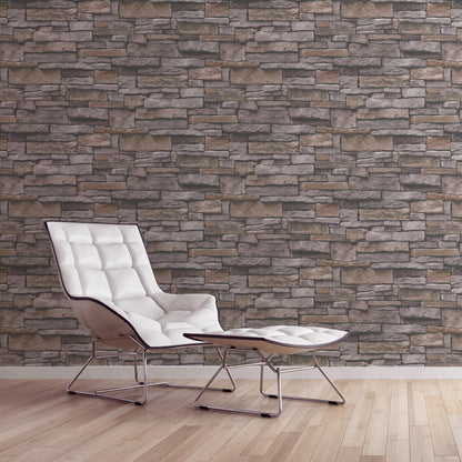 A.S. Creation Vliestapete Steinwand 3D-Optik Grau Braun 38813-3 Terra