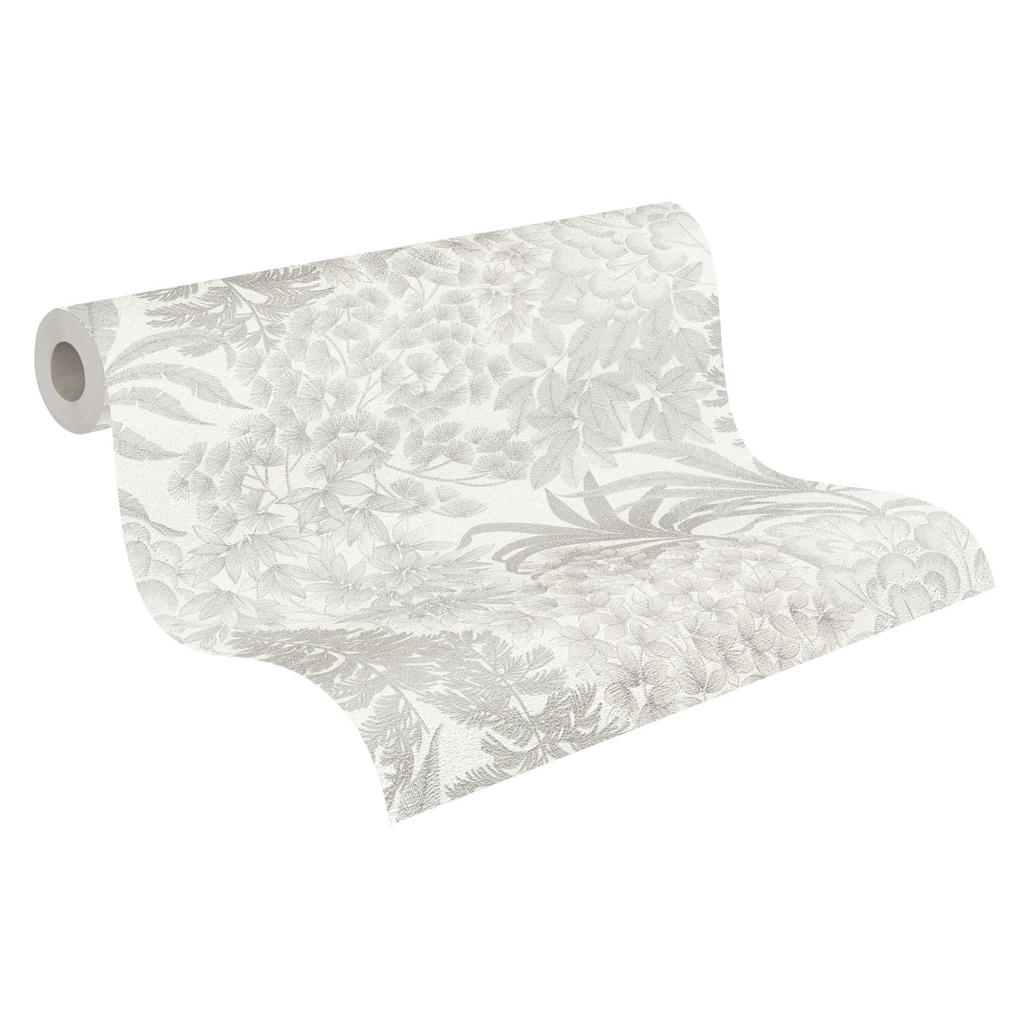 A.S. Creation Vliestapete Weiß Silber Metallic Blumen Floral 39128-2