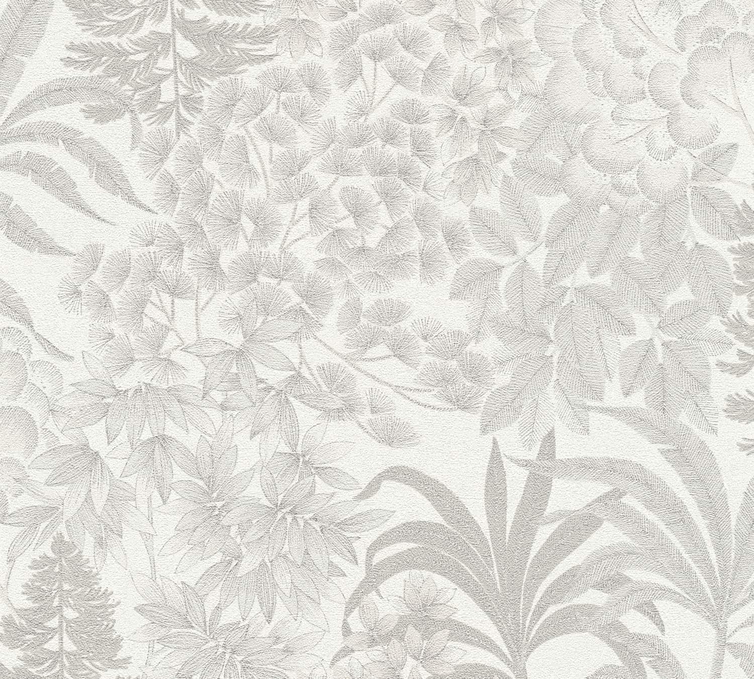 A.S. Creation Vliestapete Weiß Silber Metallic Blumen Floral 39128-2