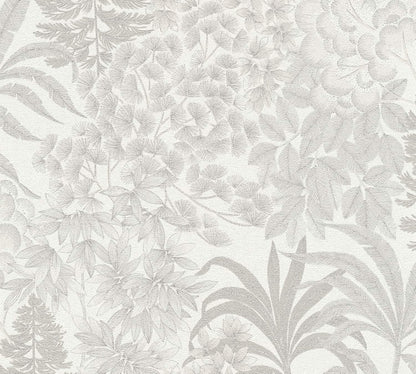 A.S. Creation Vliestapete Weiß Silber Metallic Blumen Floral 39128-2