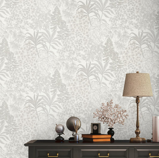 A.S. Creation Vliestapete Weiß Silber Metallic Blumen Floral 39128-2