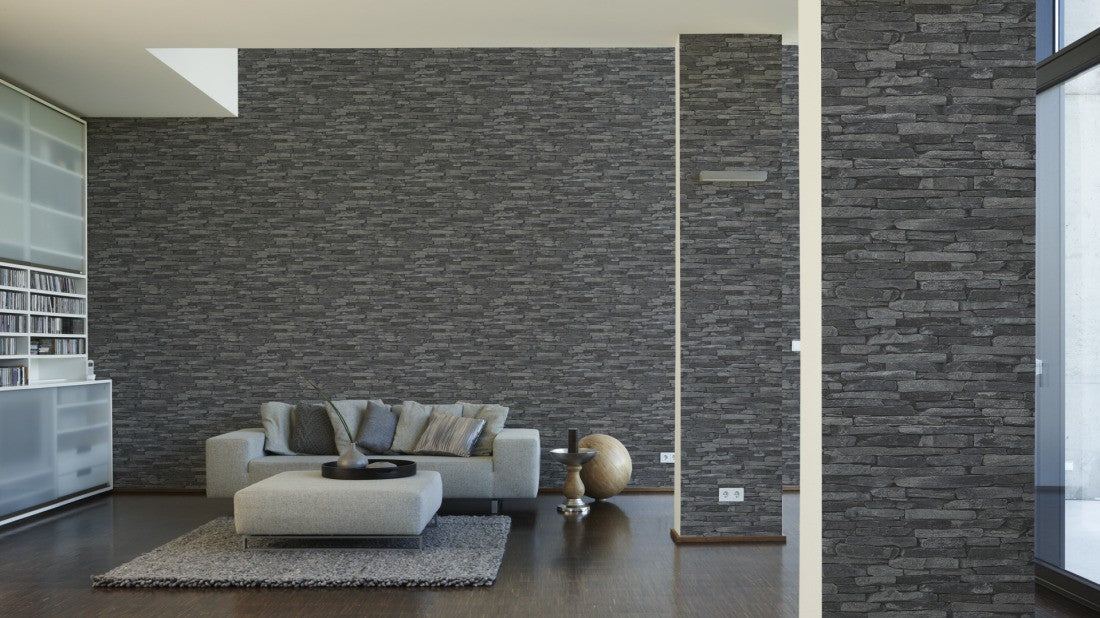 A.S. Creation Vlies Tapete Steinoptik Naturstein Grau Schwarz 9142-24