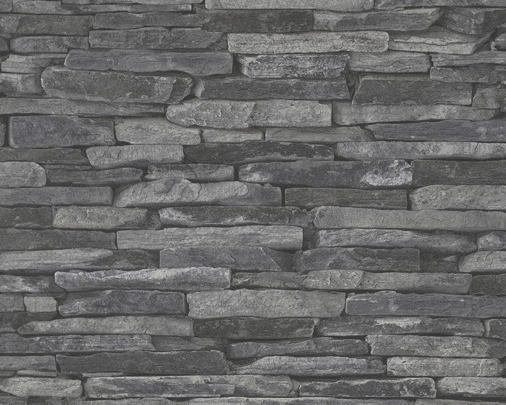 A.S. Creation Vlies Tapete Steinoptik Naturstein Grau Schwarz 9142-24