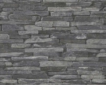 A.S. Creation Vlies Tapete Steinoptik Naturstein Grau Schwarz 9142-24