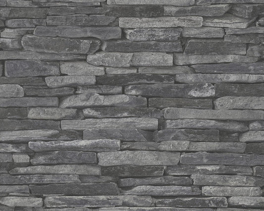 A.S. Creation Vlies Tapete Steinoptik Naturstein Grau Schwarz 9142-24